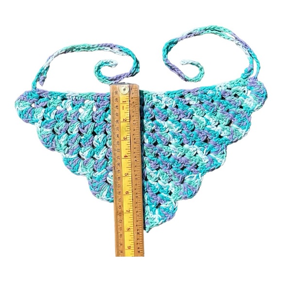 Multi colour Handmade Crochet Cotton Bandana NWOT - Picture 3 of 5